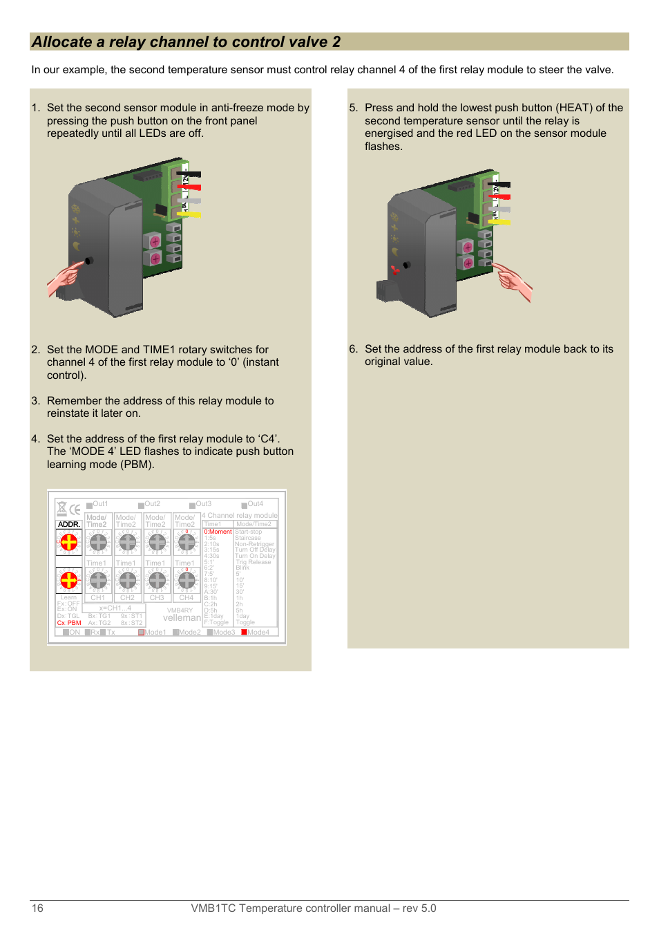 Allocate a relay channel to control valve 2, Velleman | Velleman VMB1TC User Manual | Page 16 / 104