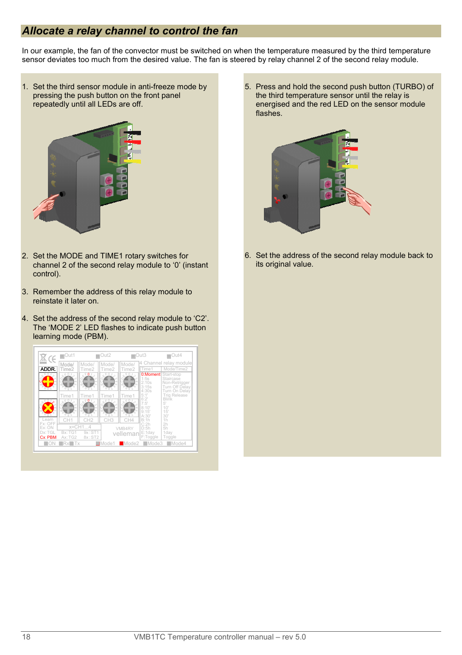 Allocate a relay channel to control the fan, Velleman | Velleman VMB1TC User Manual | Page 18 / 104