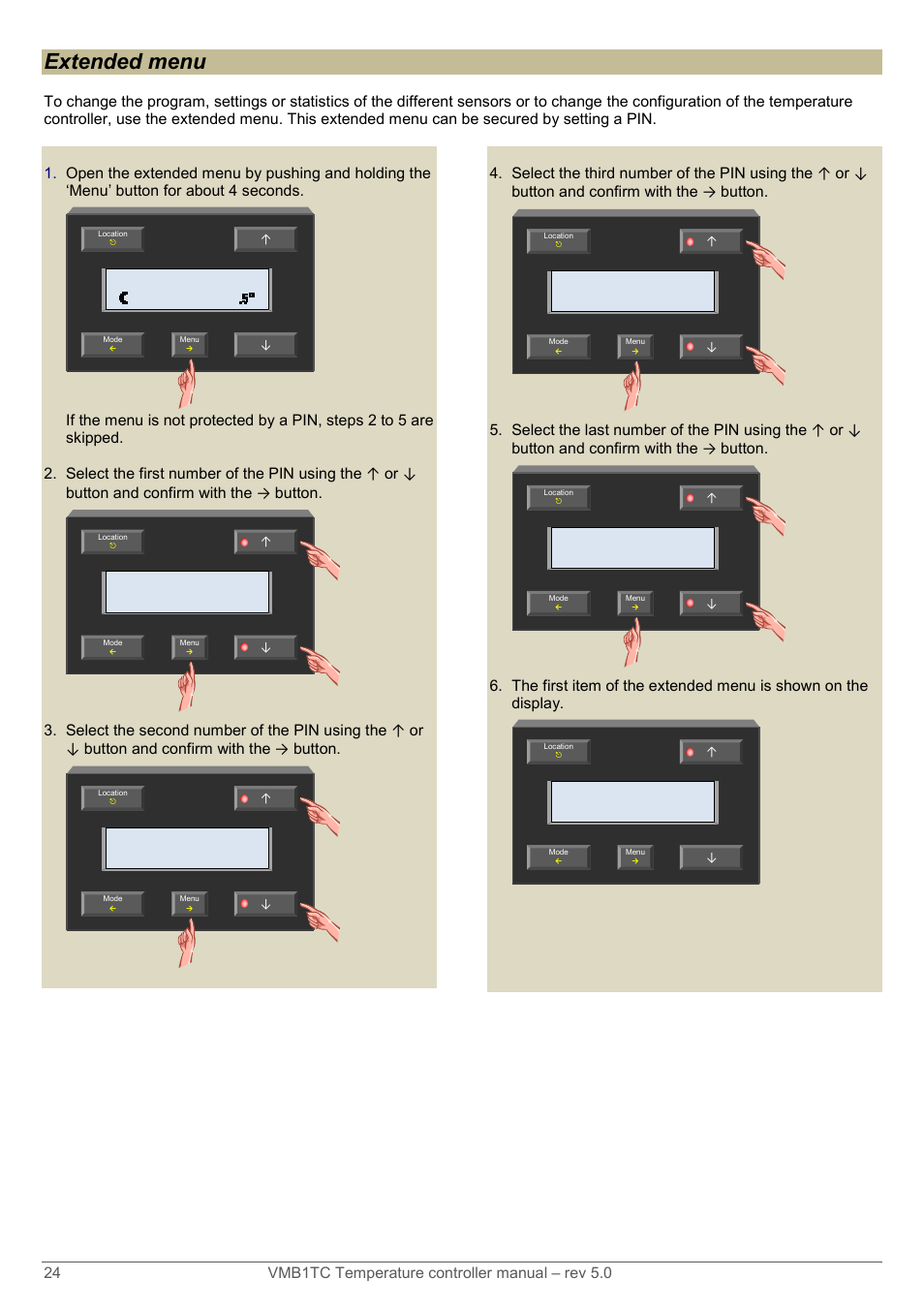 Extended menu | Velleman VMB1TC User Manual | Page 24 / 104