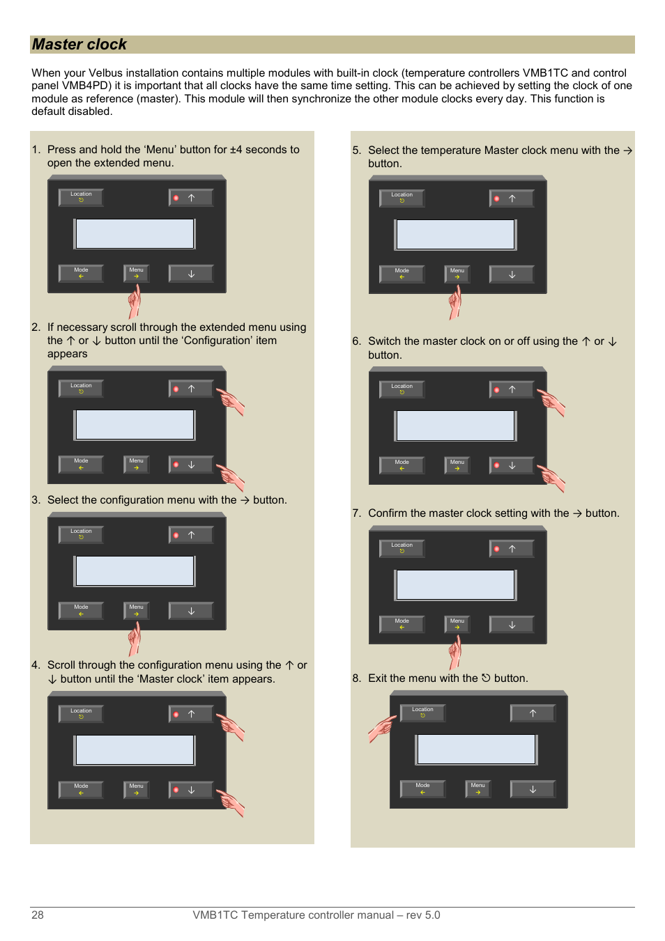 Master clock | Velleman VMB1TC User Manual | Page 28 / 104