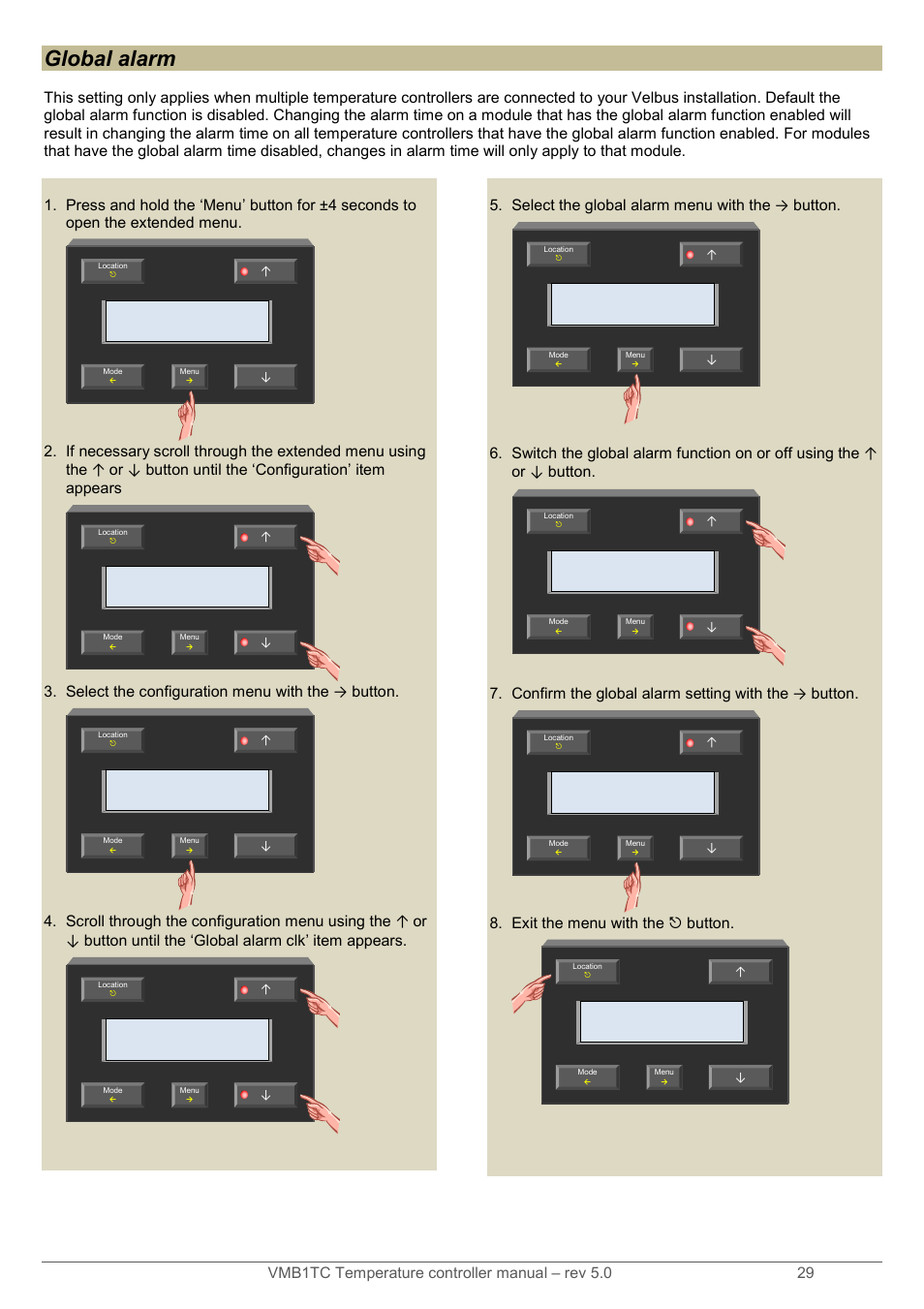 Global alarm | Velleman VMB1TC User Manual | Page 29 / 104