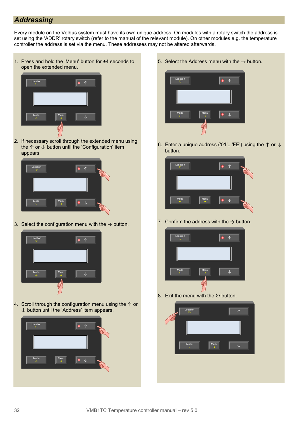 Addressing | Velleman VMB1TC User Manual | Page 32 / 104