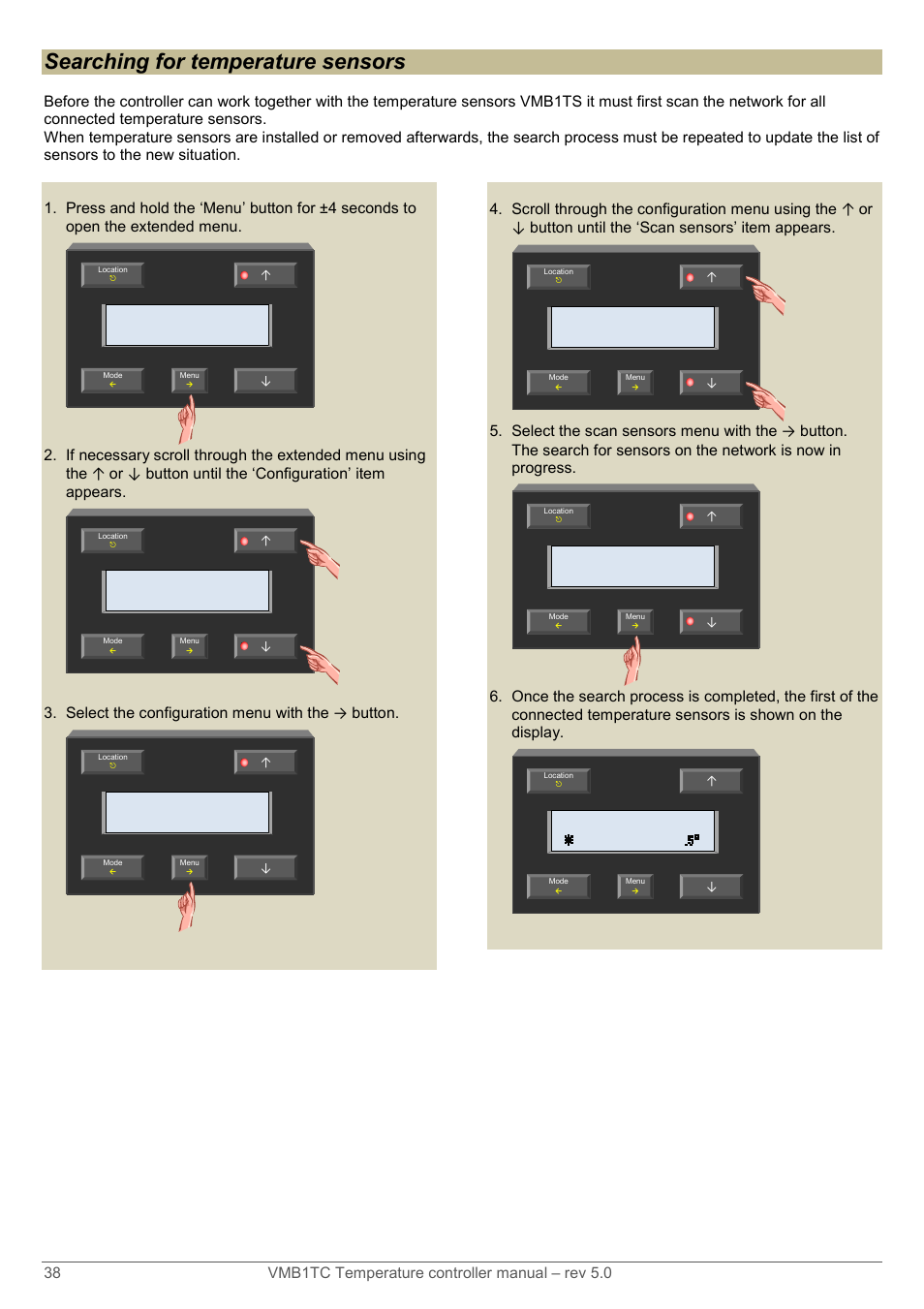 Searching for temperature sensors | Velleman VMB1TC User Manual | Page 38 / 104