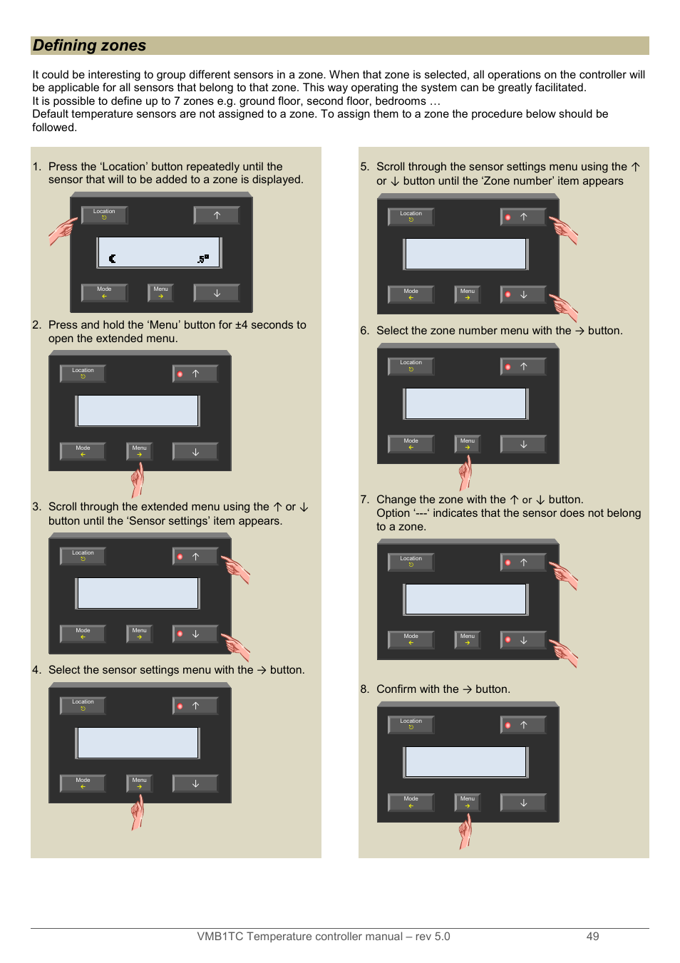 Defining zones | Velleman VMB1TC User Manual | Page 49 / 104