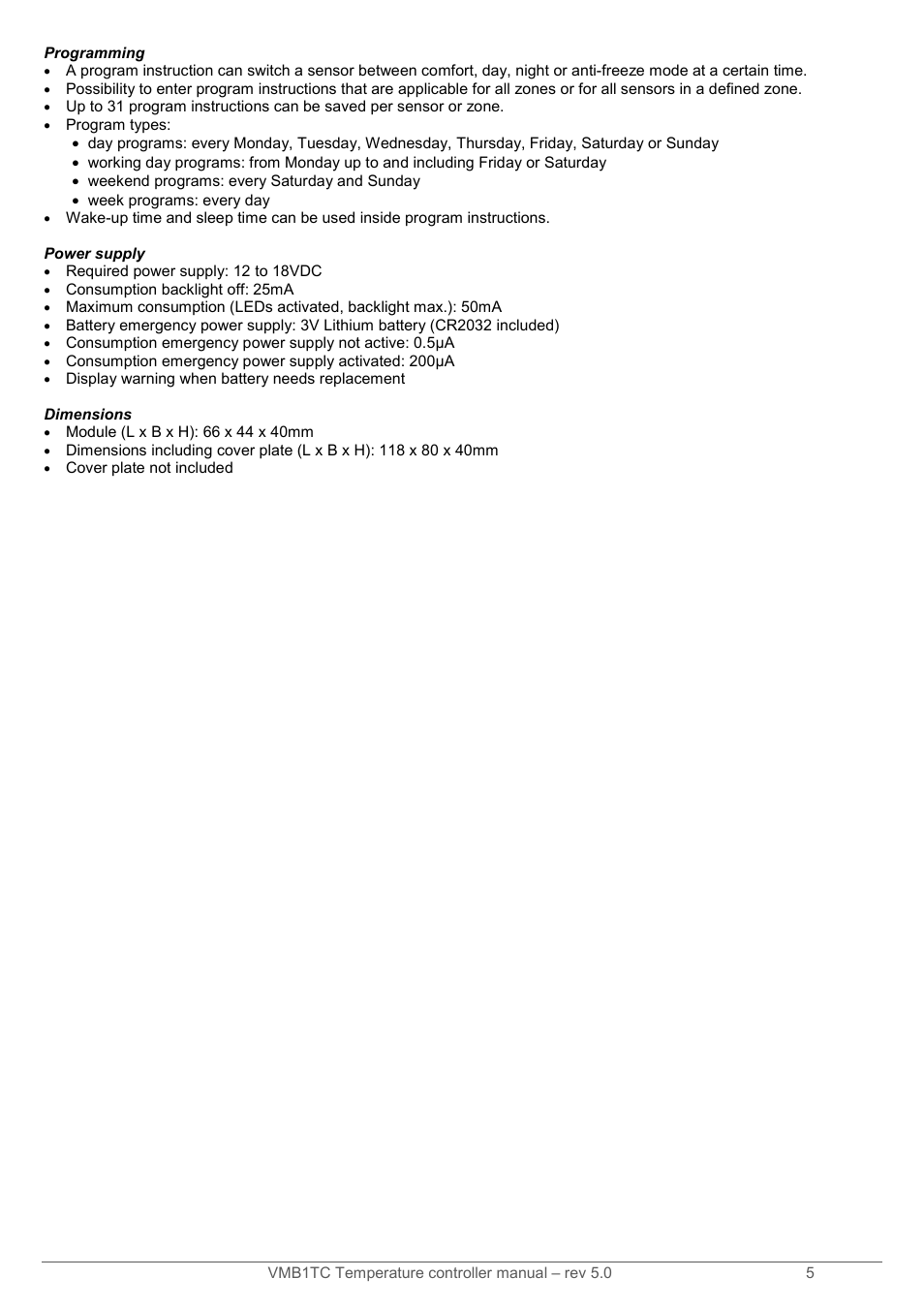 Velleman VMB1TC User Manual | Page 5 / 104