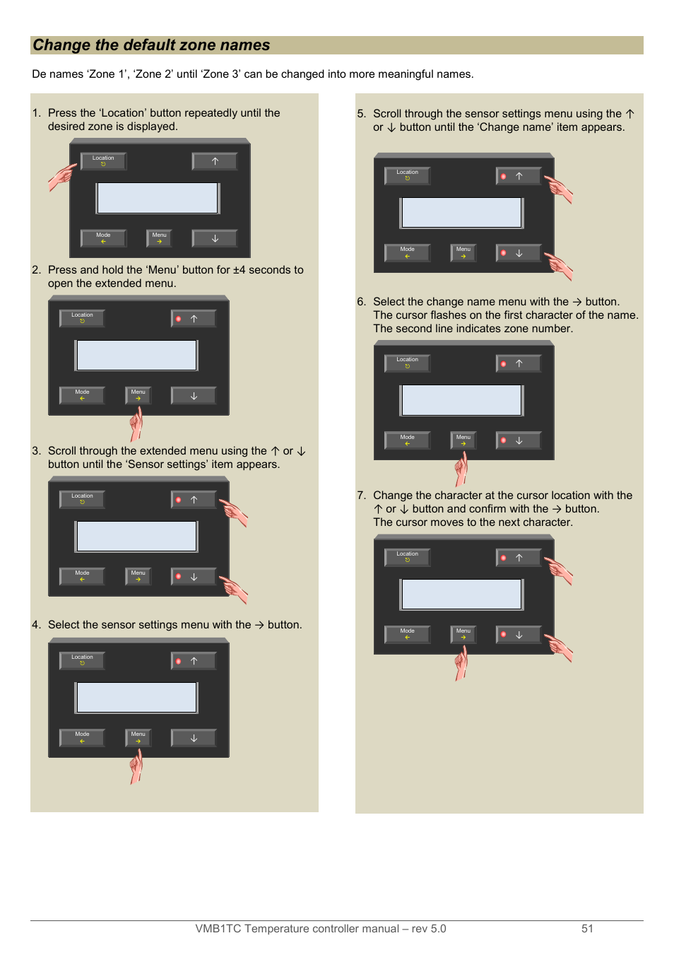 Change the default zone names | Velleman VMB1TC User Manual | Page 51 / 104