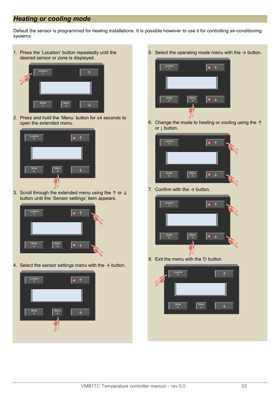 Heating or cooling mode | Velleman VMB1TC User Manual | Page 53 / 104