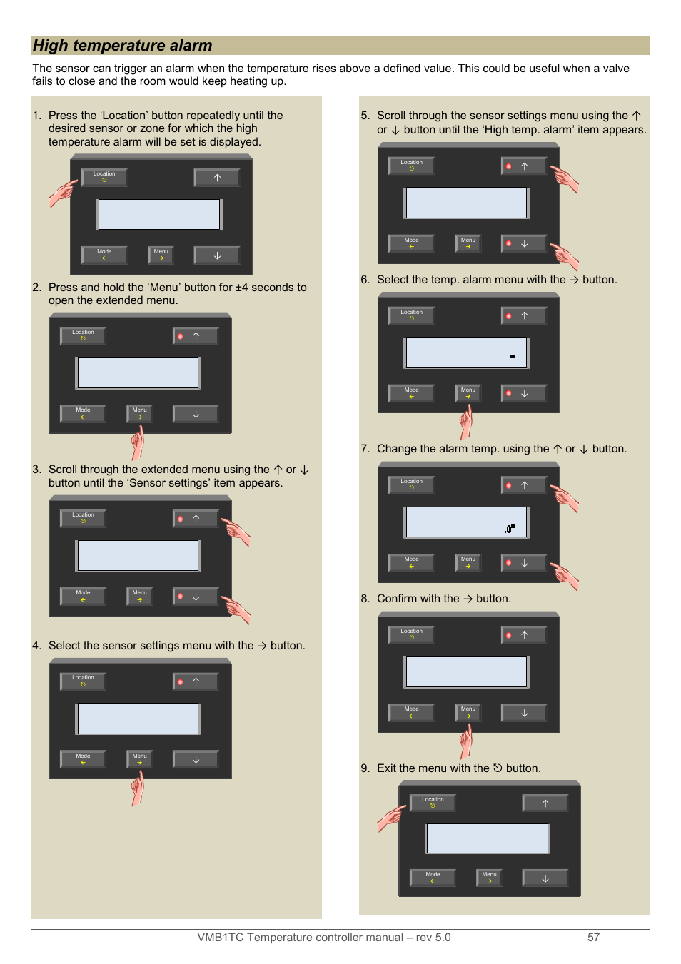 High temperature alarm | Velleman VMB1TC User Manual | Page 57 / 104
