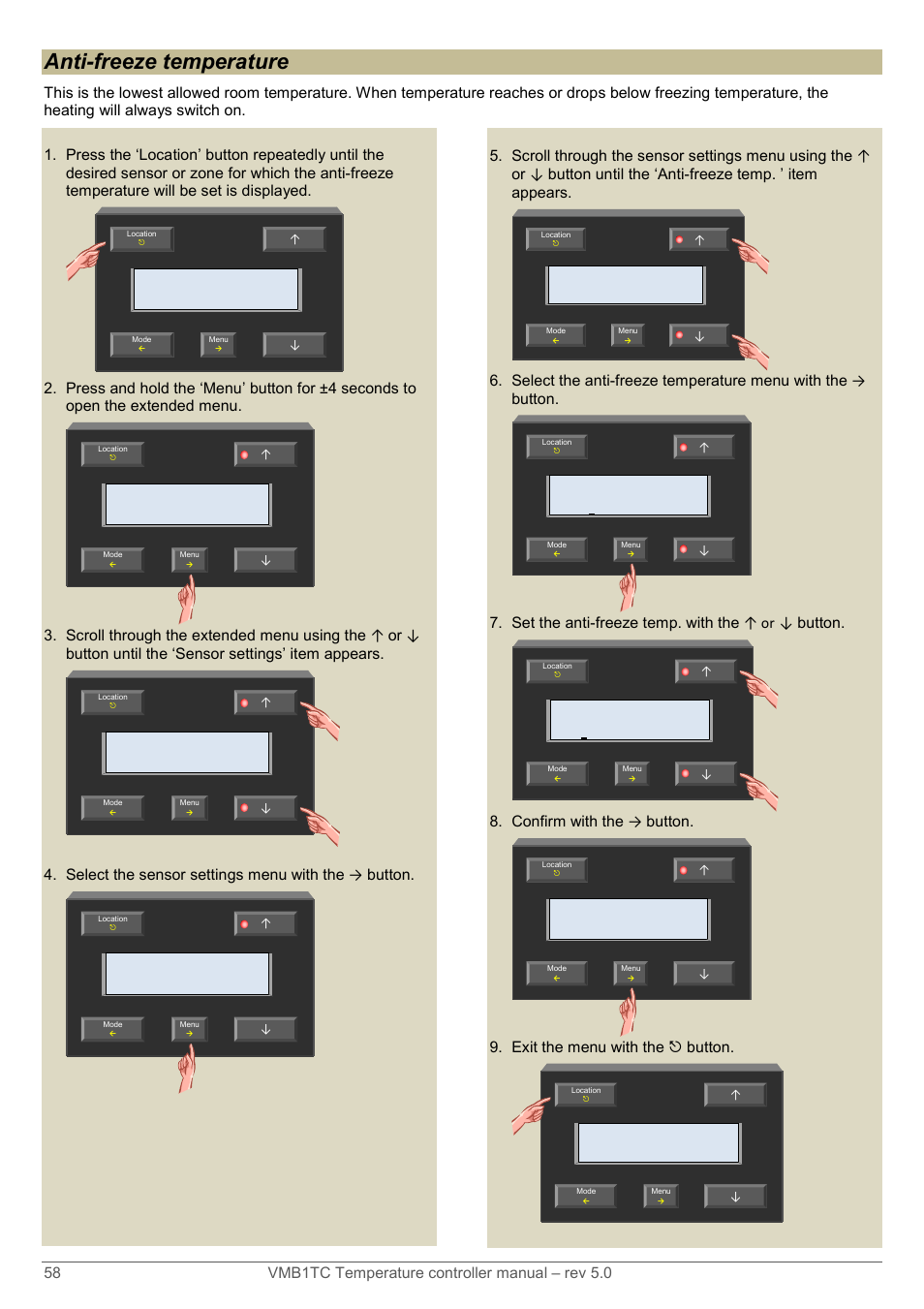 Anti-freeze temperature | Velleman VMB1TC User Manual | Page 58 / 104