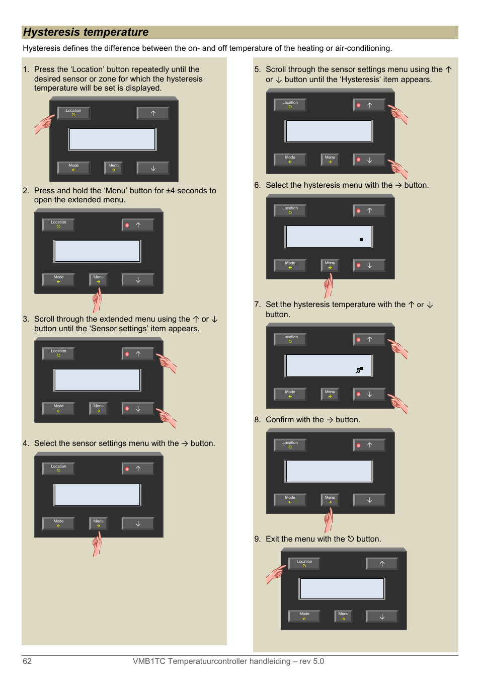 Hysteresis temperature | Velleman VMB1TC User Manual | Page 62 / 104