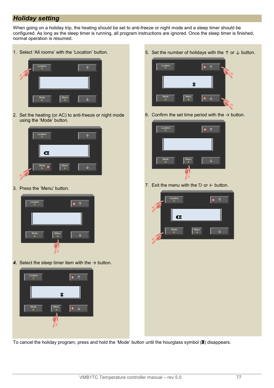 Holiday setting | Velleman VMB1TC User Manual | Page 77 / 104