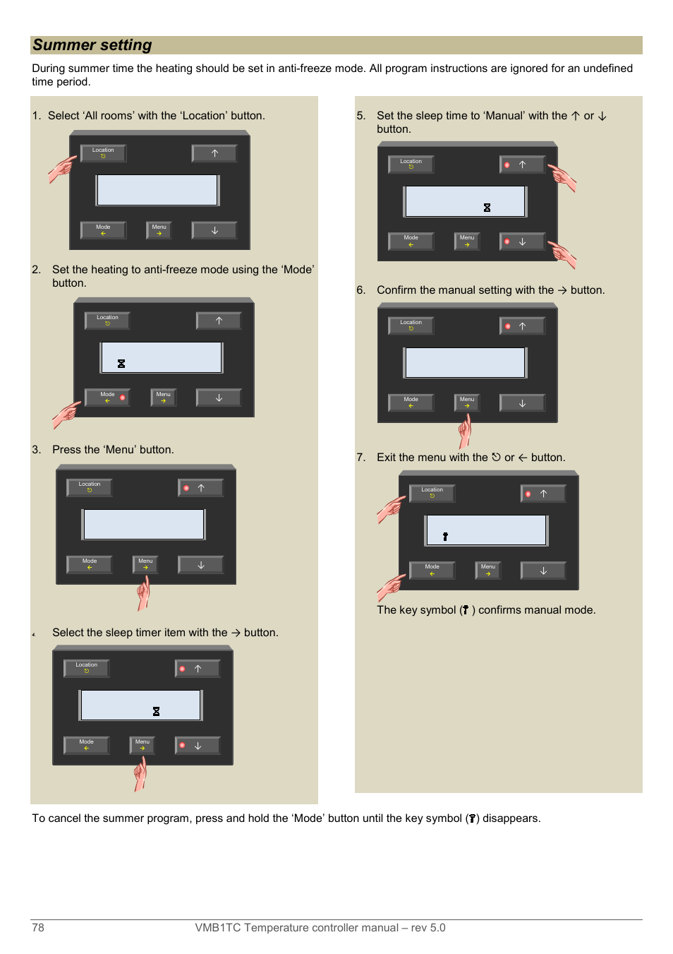 Summer setting | Velleman VMB1TC User Manual | Page 78 / 104