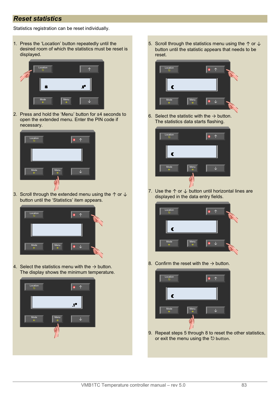 Reset statistics | Velleman VMB1TC User Manual | Page 83 / 104