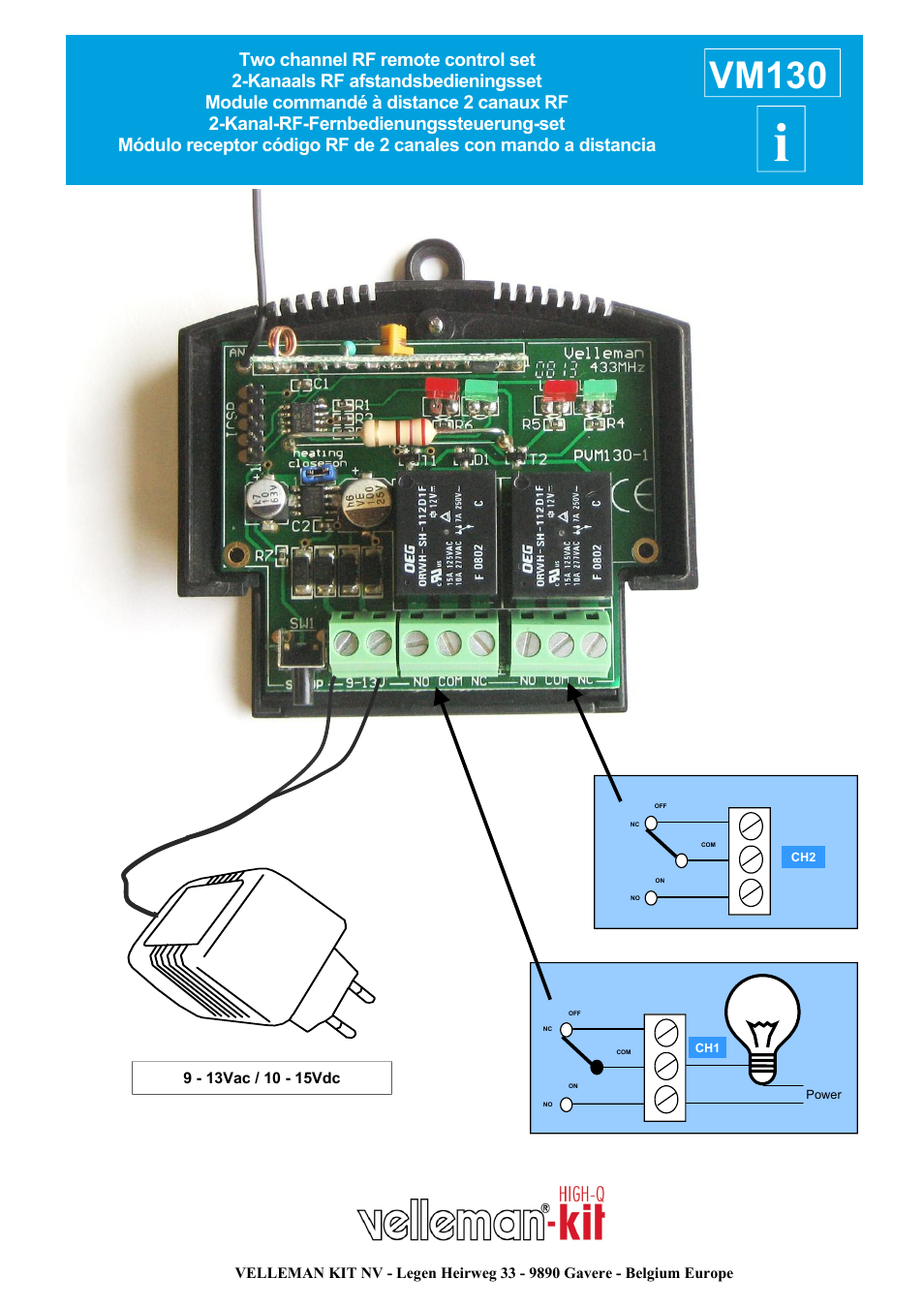 Velleman projects VM130 Datasheet User Manual | 1 page