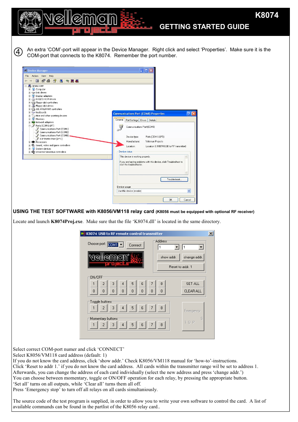 K8074 | Velleman projects K8074 getting started manual User Manual | Page 3 / 4