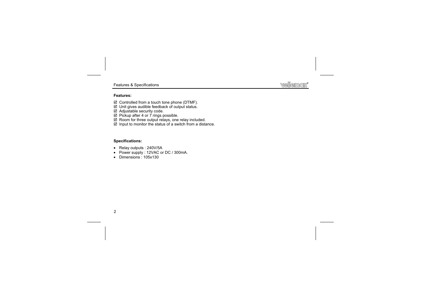 Velleman projects K6501 Assembly instructions User Manual | Page 2 / 16