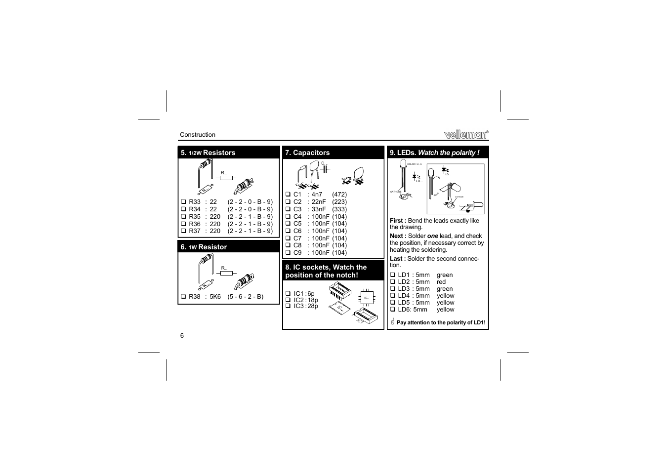 Velleman projects K6501 Assembly instructions User Manual | Page 6 / 16