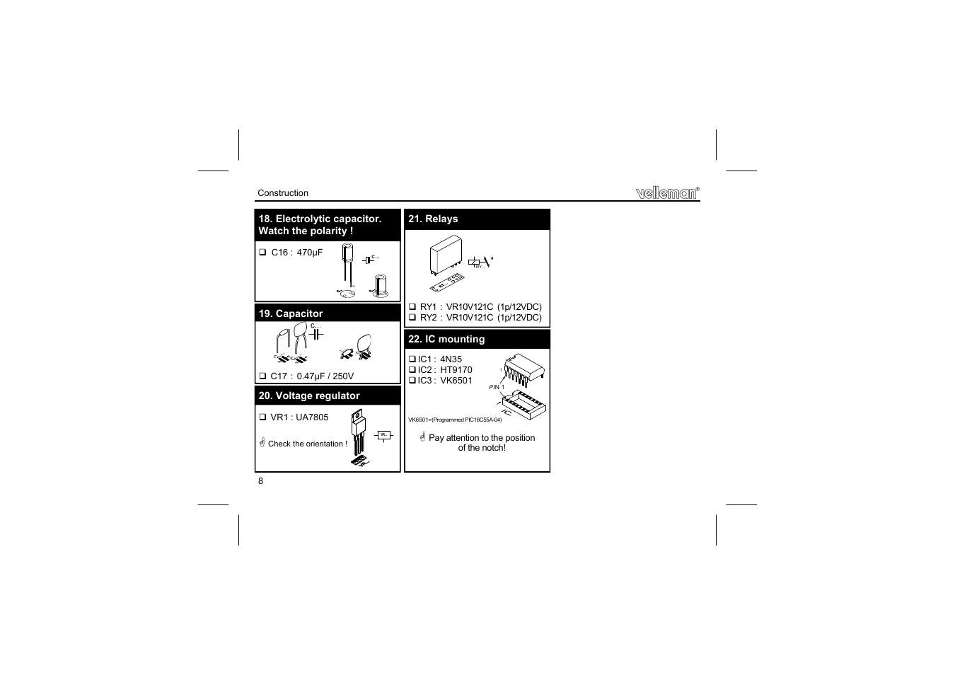 Velleman projects K6501 Assembly instructions User Manual | Page 8 / 16