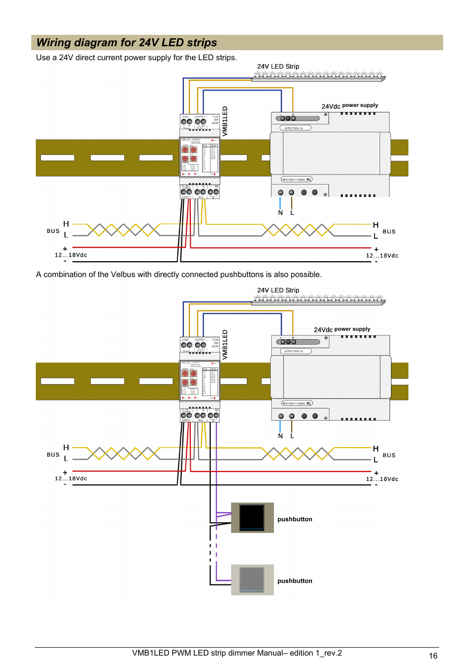 Wiring diagram for 24v led strips | Velleman VMB1LED User Manual | Page 16 / 38