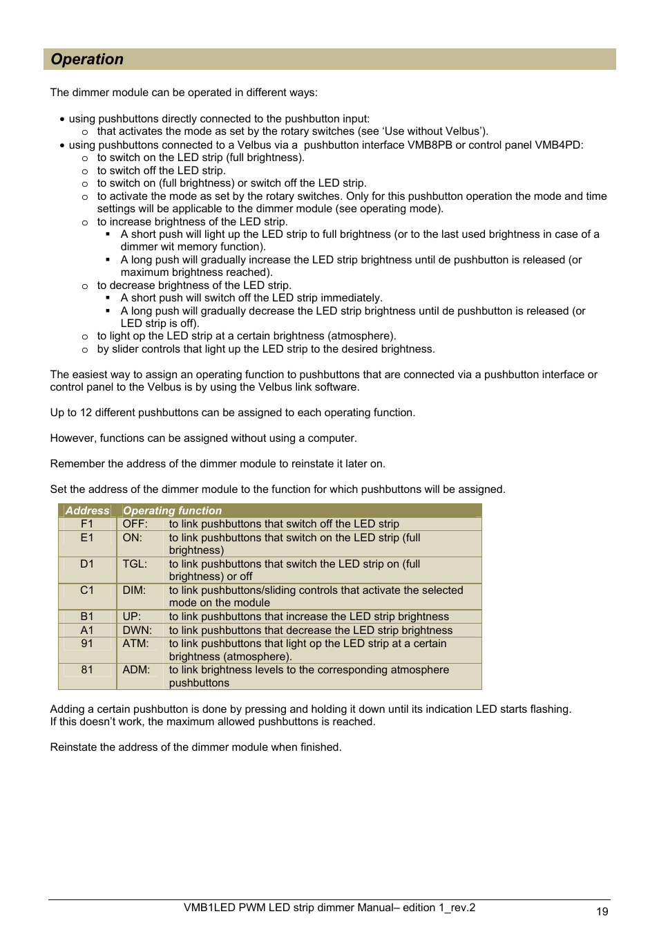 Operation | Velleman VMB1LED User Manual | Page 19 / 38