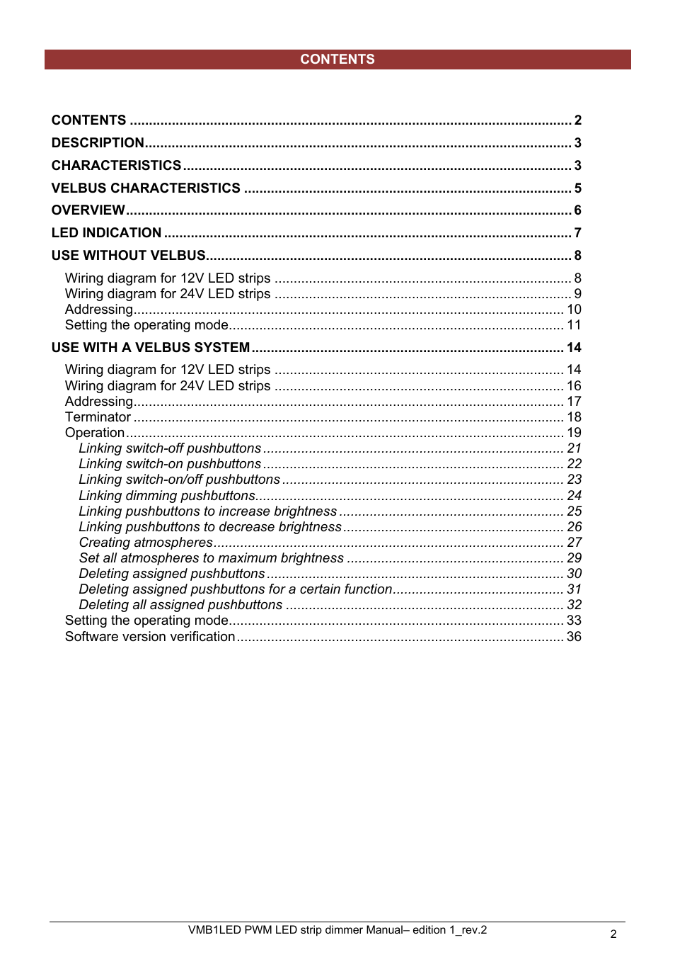 Velleman VMB1LED User Manual | Page 2 / 38