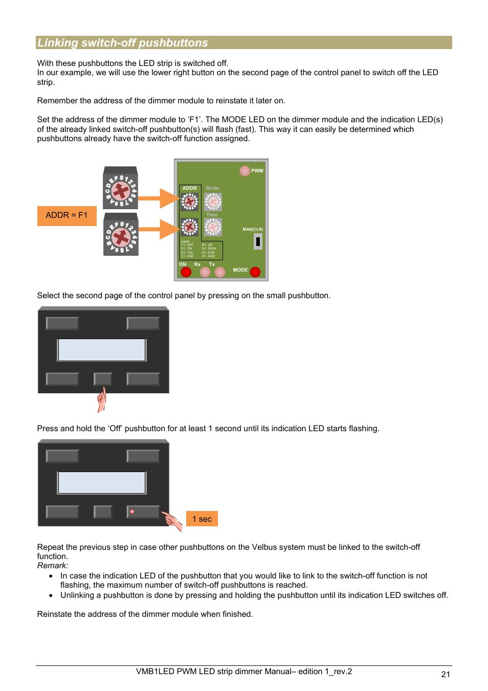 Linking switch-off pushbuttons | Velleman VMB1LED User Manual | Page 21 / 38