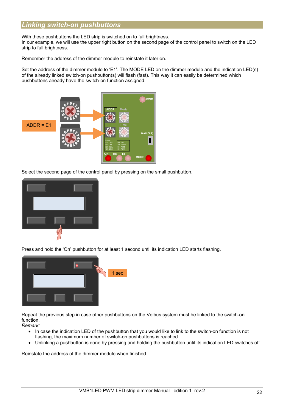 Linking switch-on pushbuttons | Velleman VMB1LED User Manual | Page 22 / 38
