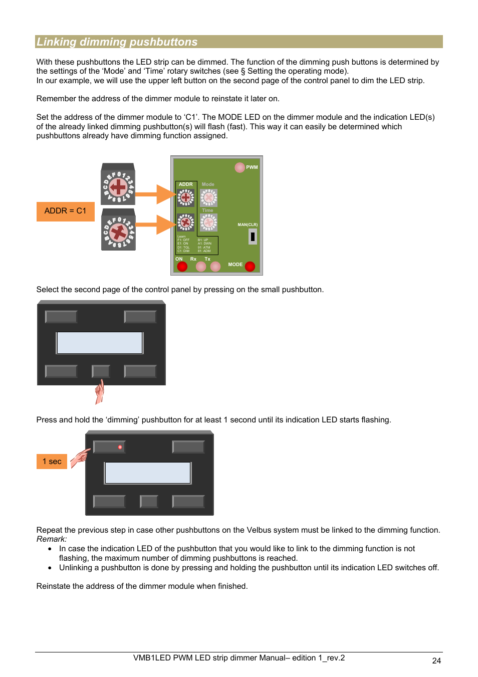 Linking dimming pushbuttons | Velleman VMB1LED User Manual | Page 24 / 38