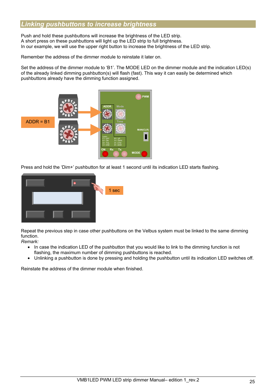 Linking pushbuttons to increase brightness | Velleman VMB1LED User Manual | Page 25 / 38