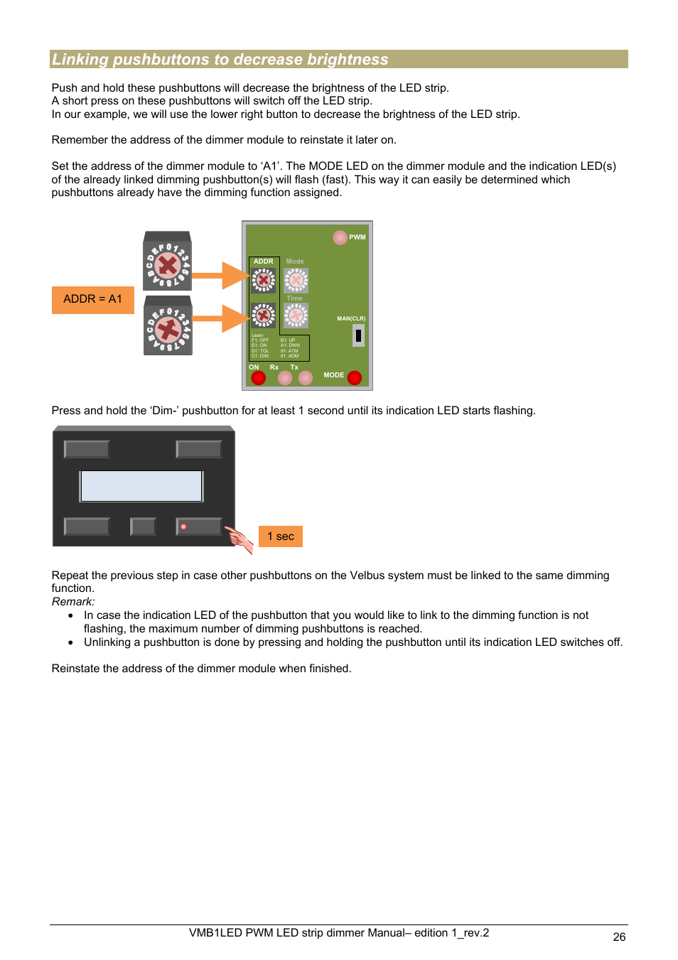 Linking pushbuttons to decrease brightness | Velleman VMB1LED User Manual | Page 26 / 38