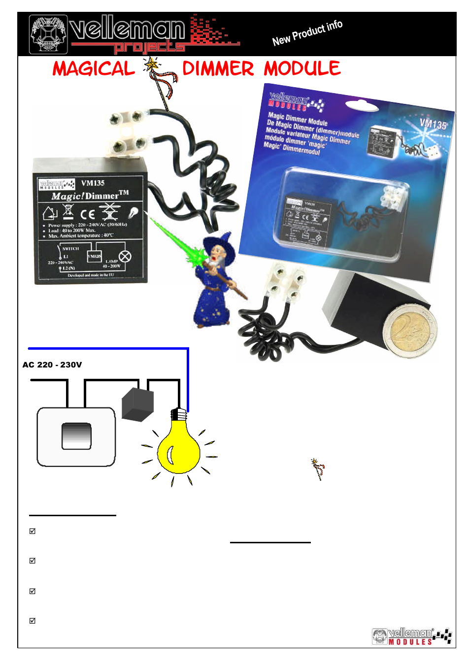 Velleman projects VM135 Datasheet User Manual | 1 page