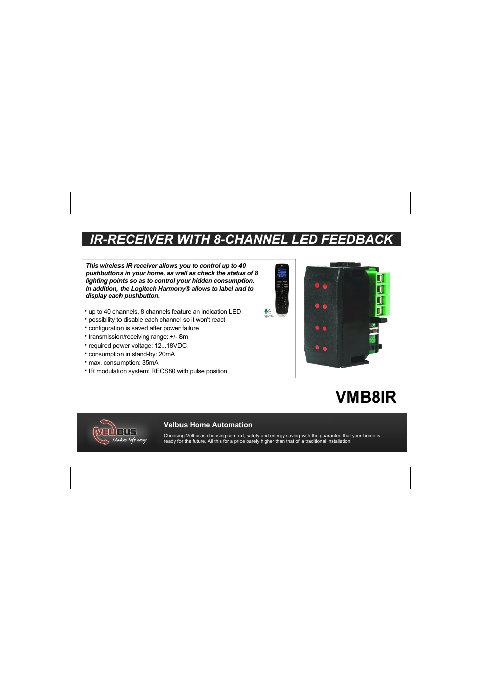 Velleman projects VMB8IR Short user manual User Manual | 12 pages