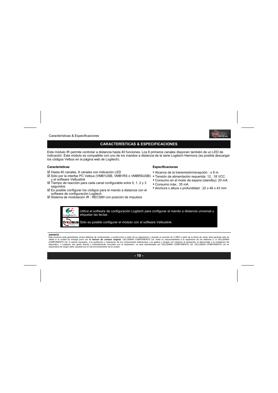 Velleman projects VMB8IR Short user manual User Manual | Page 10 / 12