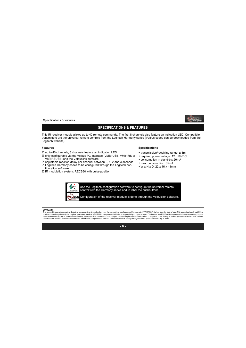 Velleman projects VMB8IR Short user manual User Manual | Page 6 / 12