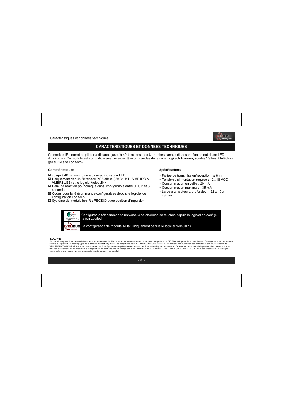 Velleman projects VMB8IR Short user manual User Manual | Page 8 / 12