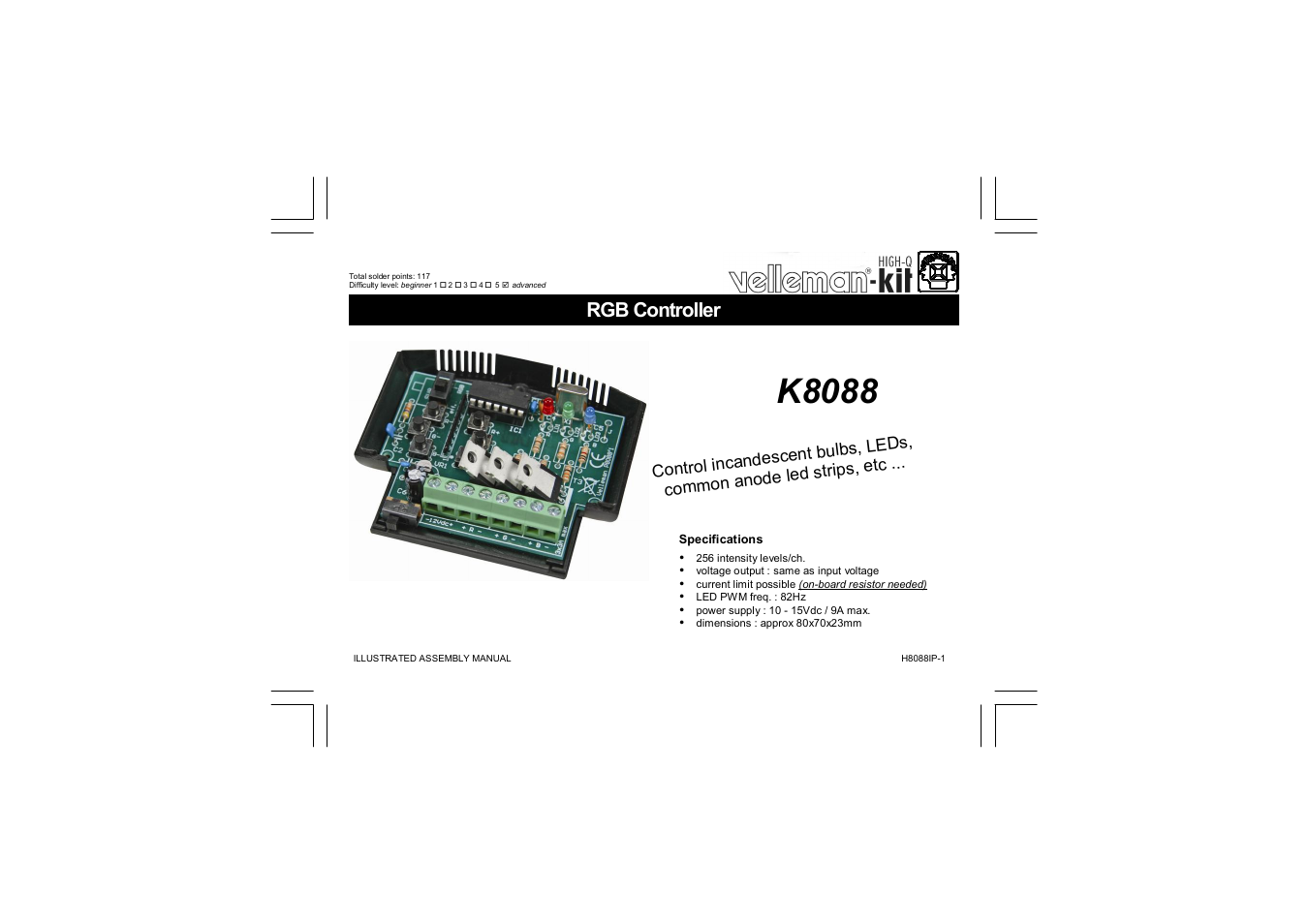 Velleman К8088 User Manual | 16 pages