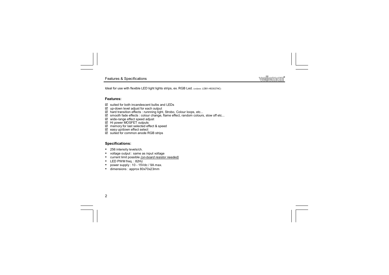 Velleman К8088 User Manual | Page 2 / 16
