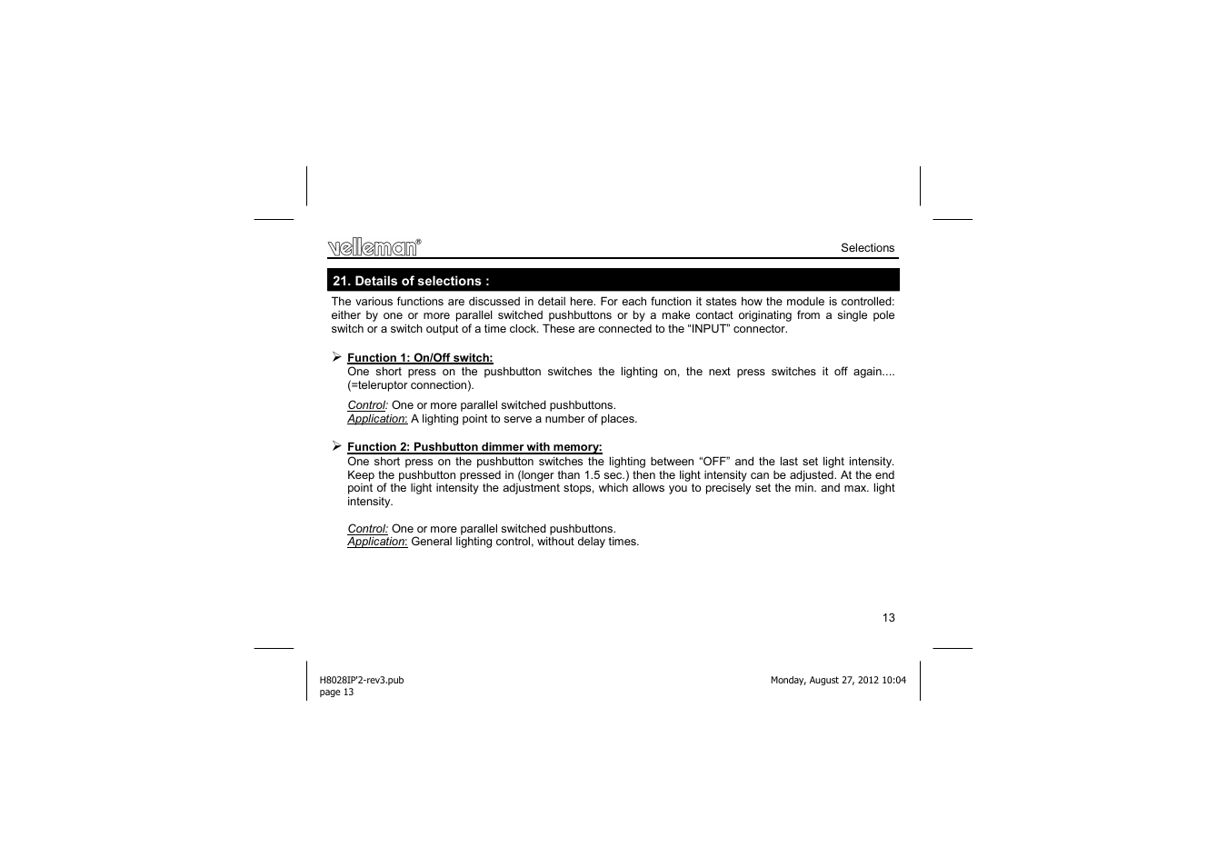 Velleman projects K8028 Assembly instructions User Manual | Page 13 / 24