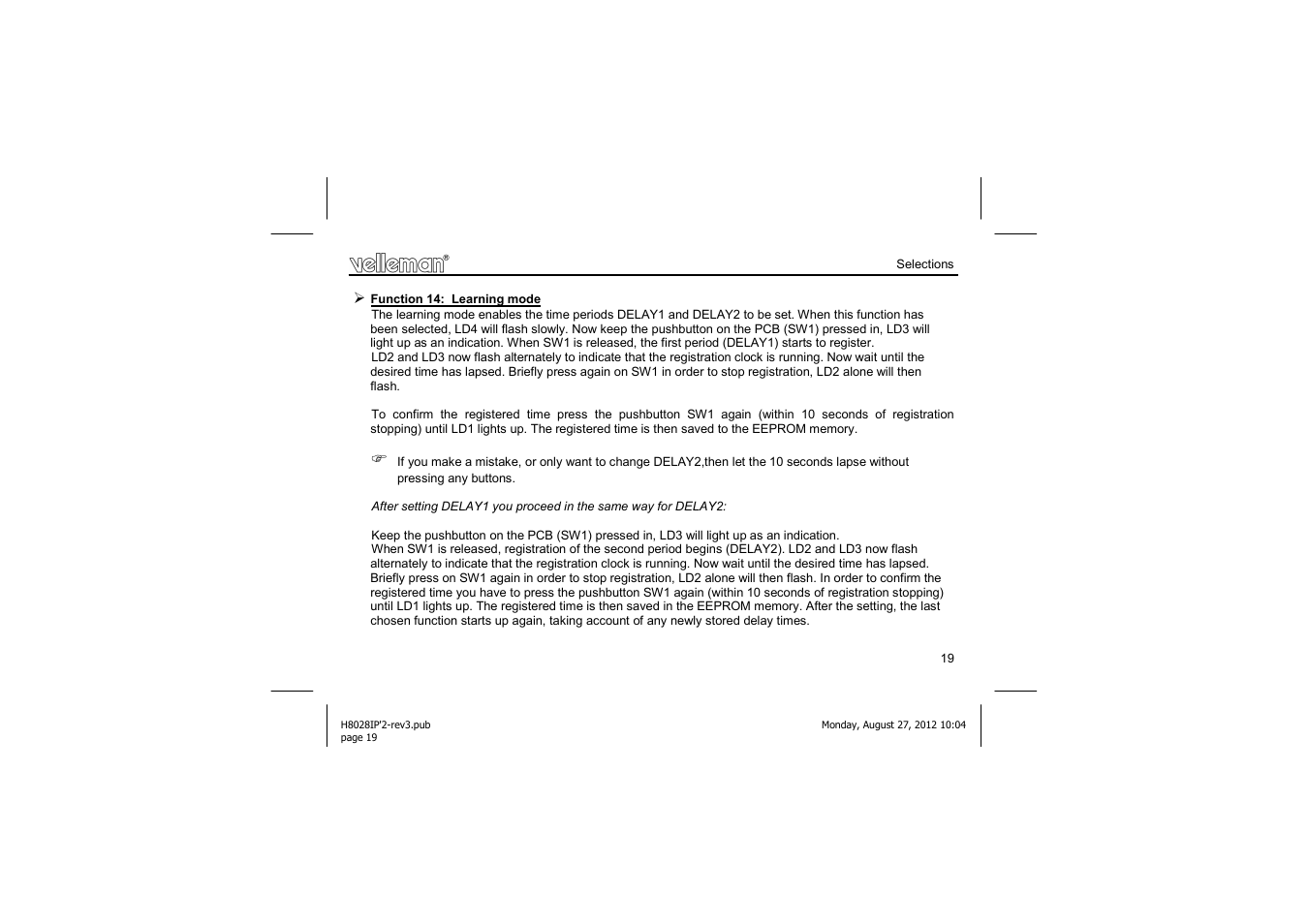 Velleman projects K8028 Assembly instructions User Manual | Page 19 / 24