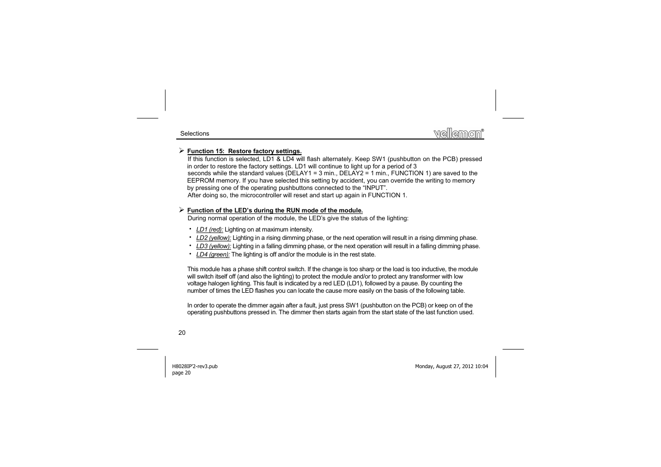 Velleman projects K8028 Assembly instructions User Manual | Page 20 / 24