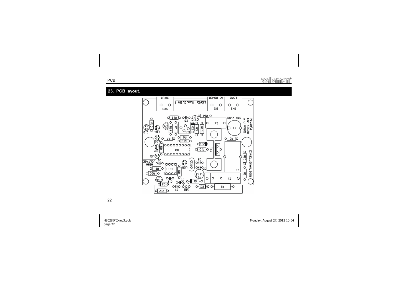 Velleman projects K8028 Assembly instructions User Manual | Page 22 / 24