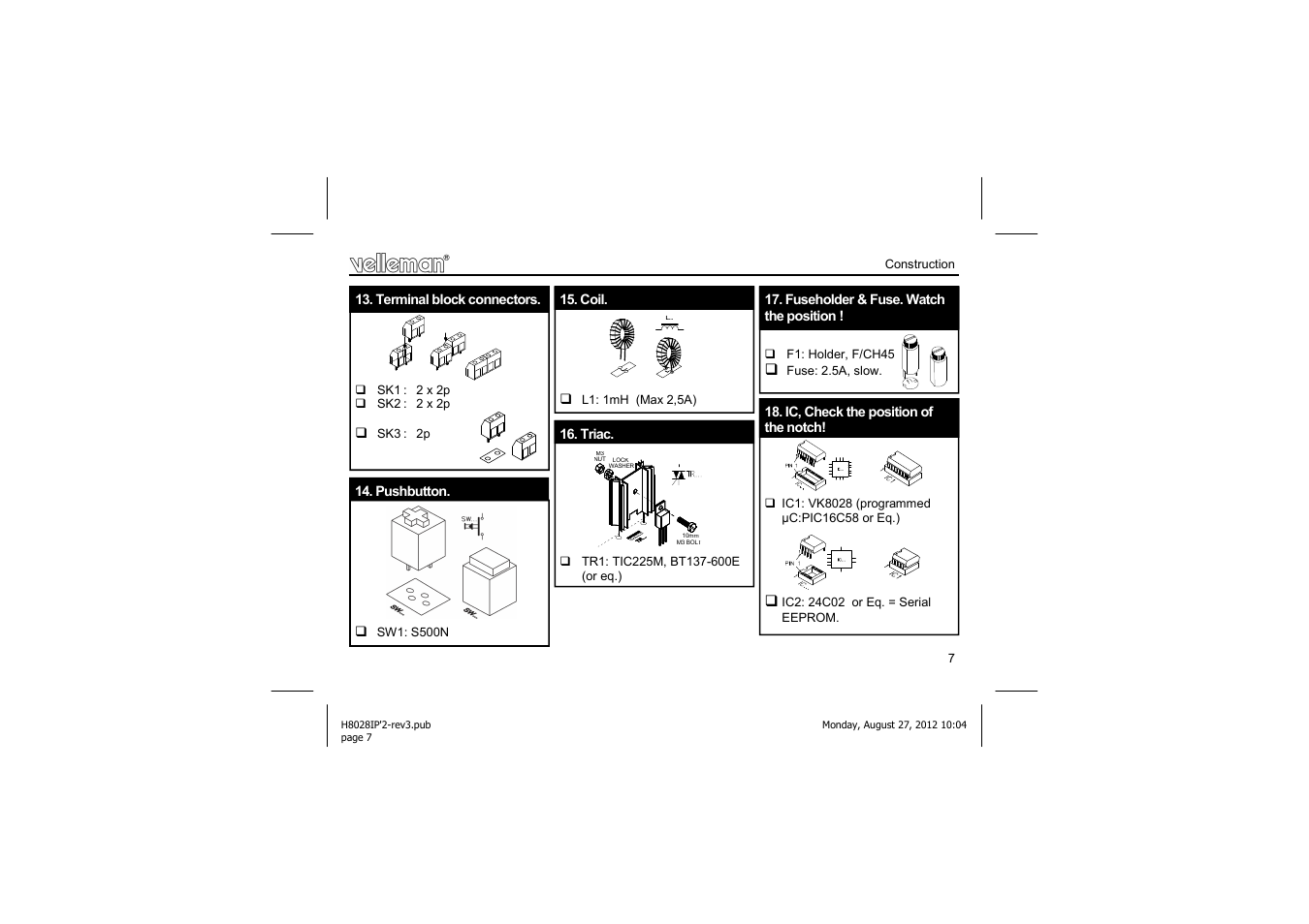 Velleman projects K8028 Assembly instructions User Manual | Page 7 / 24