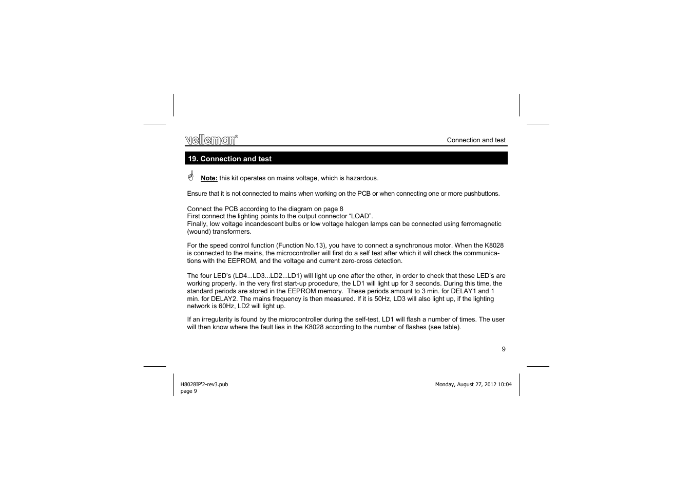 Velleman projects K8028 Assembly instructions User Manual | Page 9 / 24