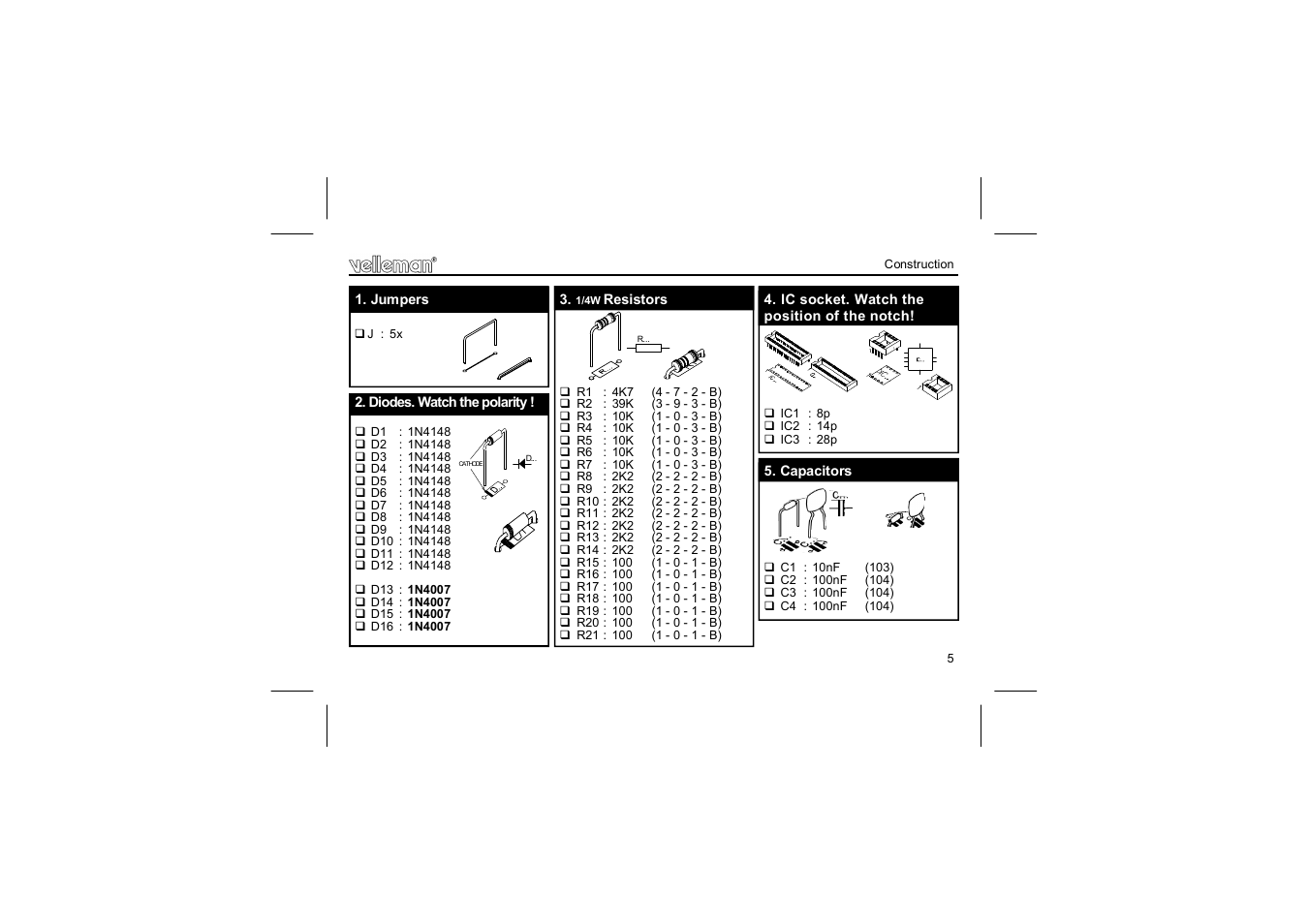 Velleman projects K5201 Assembly instructions User Manual | Page 5 / 16