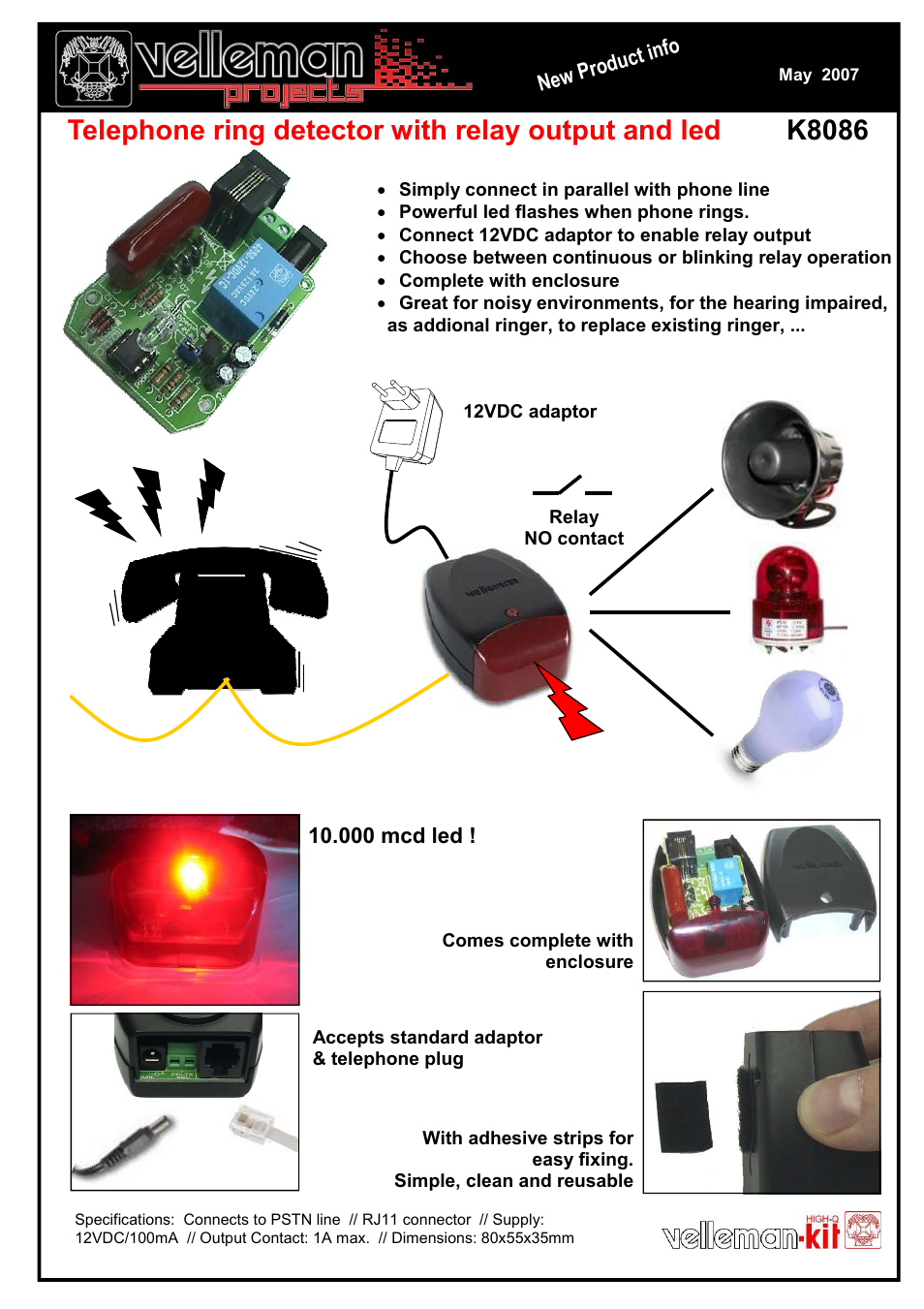 Velleman projects K8086 Infosheet User Manual | 1 page