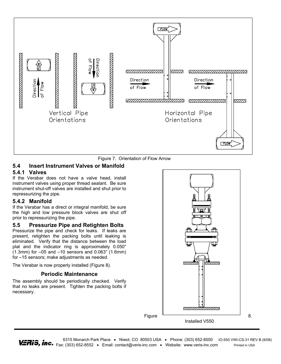 Insert instrument valves or manifold, Periodic maintenance | Veris Verabar V550 Installation Instructions User Manual | Page 4 / 4