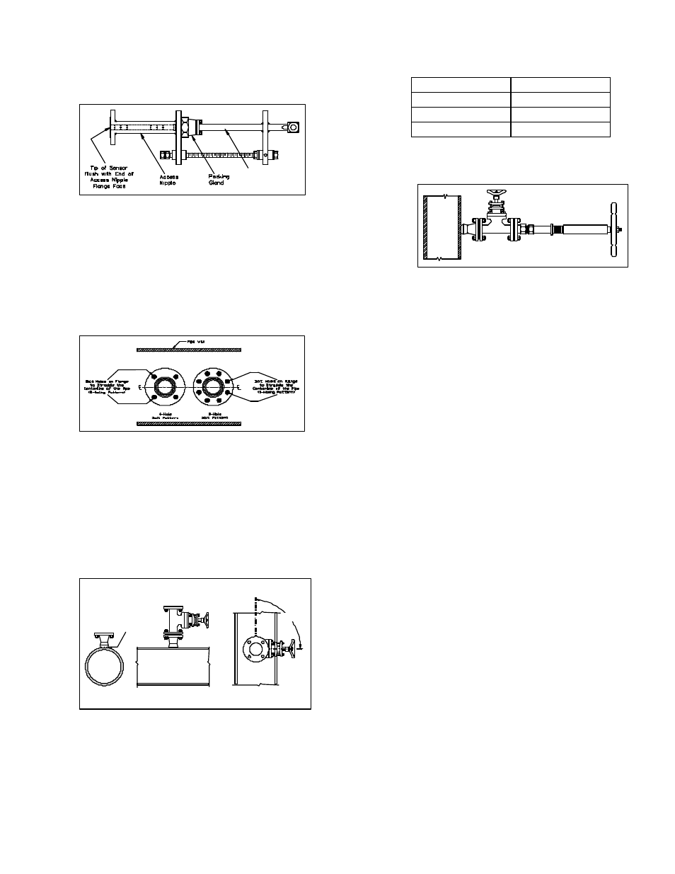 3 retract sensor and tighten packing, 4 weld mounting flange to pipe, 5 install access valve | 1 horizontal pipes, 2 vertical pipes, 6 drill hole in pipe, 7 mount sensor assembly to access valve, 8 vent access valve to verify no leaks are present, 9 insert verabar sensor assembly | Veris Verabar V400S Installation Instructions User Manual | Page 3 / 4
