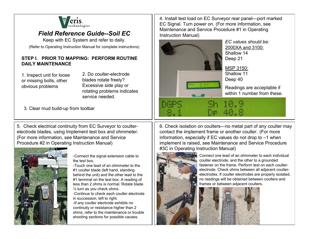 Veris Technologies Soil EC - Field Reference Guide User Manual | 1 page