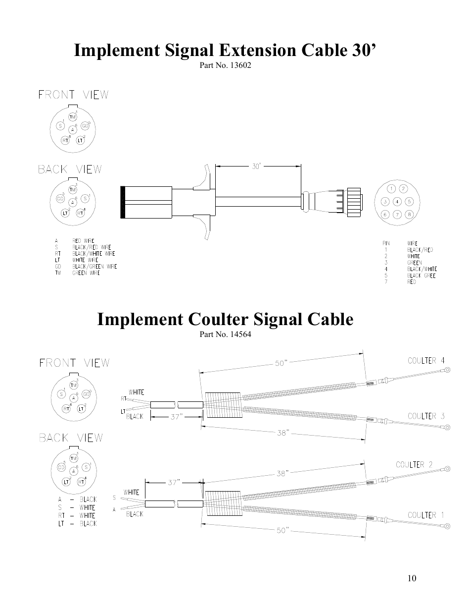 Implement signal extension cable 30, Implement coulter signal cable | Veris Technologies 2000XA - Parts Manual User Manual | Page 10 / 10