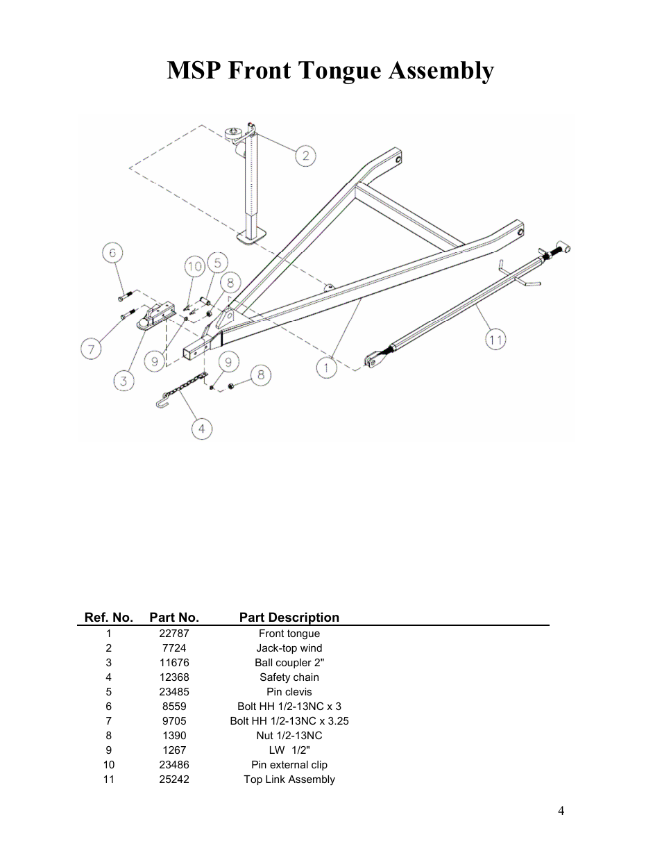 Msp front tongue assembly | Veris Technologies MSP - Parts Manual User Manual | Page 4 / 27